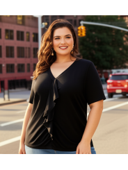 Alfani Short Sleeve Black Blouse Size 3X