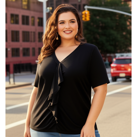 Alfani Short Sleeve Black Blouse Size 3X