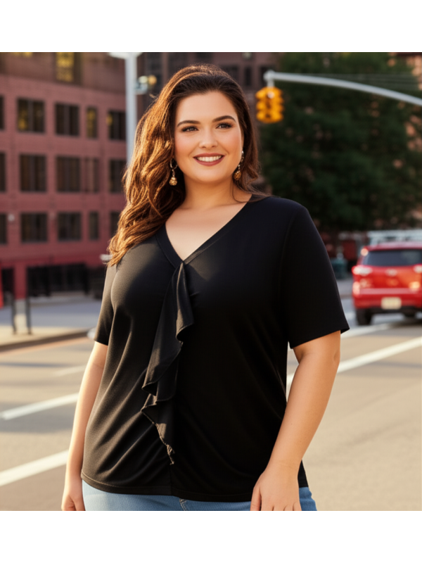 Alfani Short Sleeve Black Blouse Size 3X