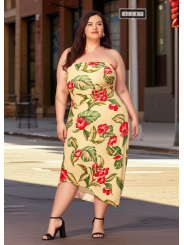 Torrid Yellow Hawaiian Tube Dress Size 2X