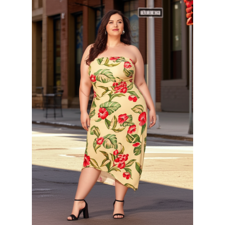 Torrid Yellow Hawaiian Tube Dress Size 2X