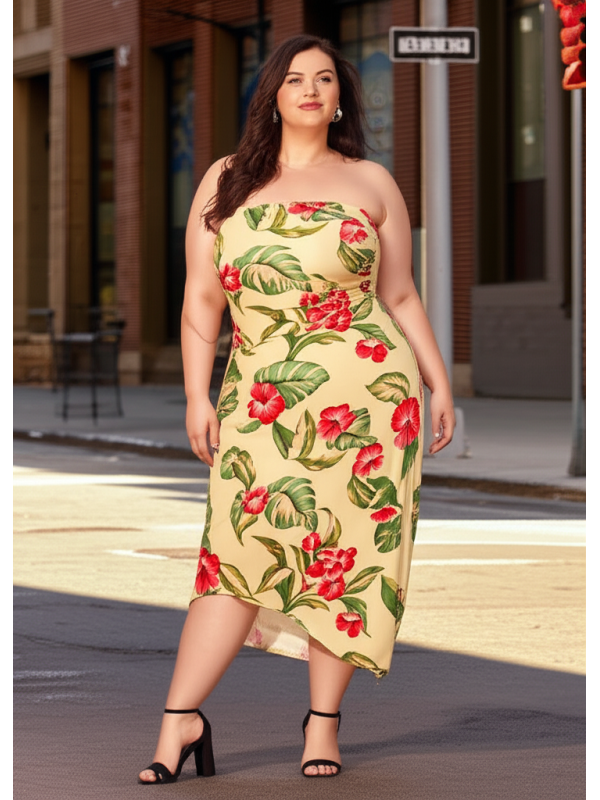 Torrid Yellow Hawaiian Tube Dress Size 2X
