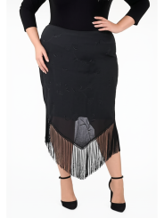 Venezia Black Skirt w/Fringe Size 18