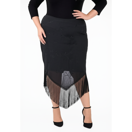 Venezia Black Skirt w/Fringe Size 18
