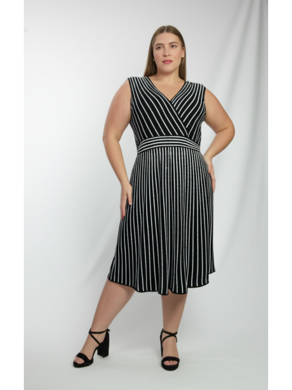 Calvin Klein Black and White Striped Dress Size 2x