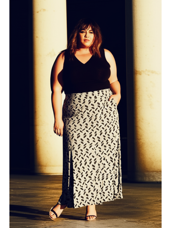 Lane Bryant Black & White Maxi Skirt Size 26/28