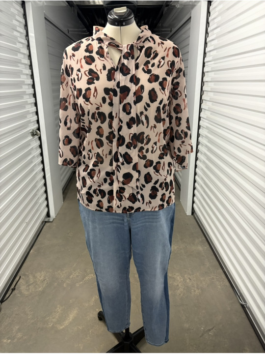 ELOQUII Pink Animal Print Blouse Size 28
