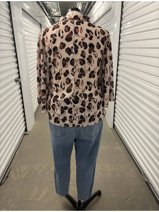 ELOQUII Pink Animal Print Blouse Size 28