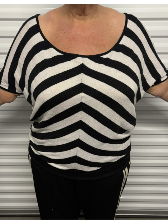 Torrid Black & White Striped Knit Sweater Size 2X