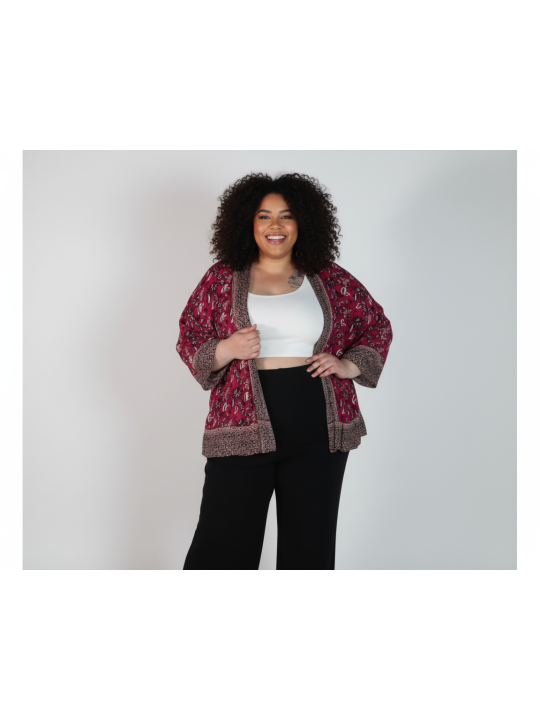 Torrid Dark Pink Floral Summer Jacket Size 26/28