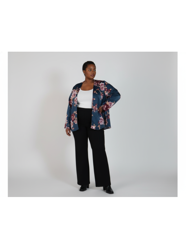 Torrid Blue Floral Satin Summer Jacket Size 26/28