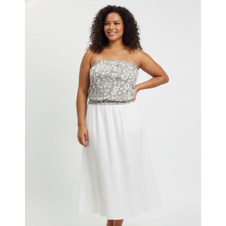 Old Navy Grey/Wht Floral Tube Top Size L