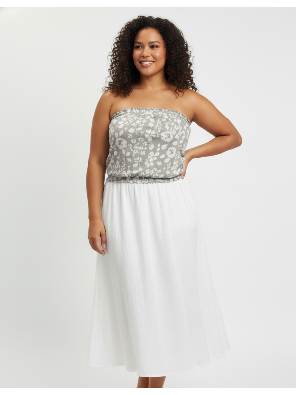 Old Navy Grey/Wht Floral Tube Top Size L