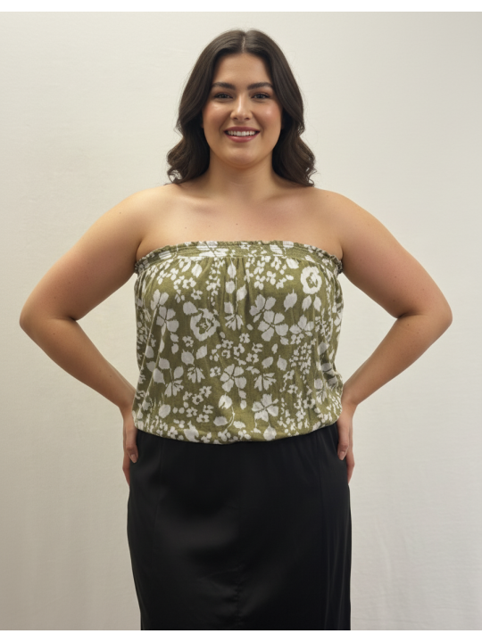 Old Navy Grn/Wht Floral Tube Top Size L