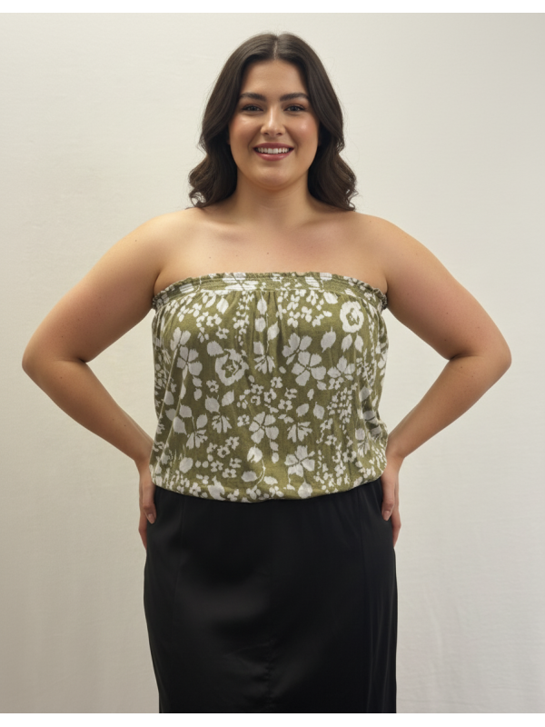 Old Navy Grn/Wht Floral Tube Top Size L