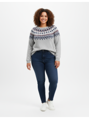 Old Navy Grey Balloon Sleeve Sweater w/Blu/Red Size XL