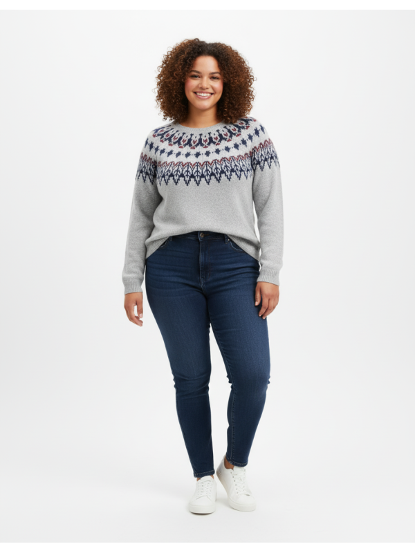 Old Navy Grey Balloon Sleeve Sweater w/Blu/Red Size XL