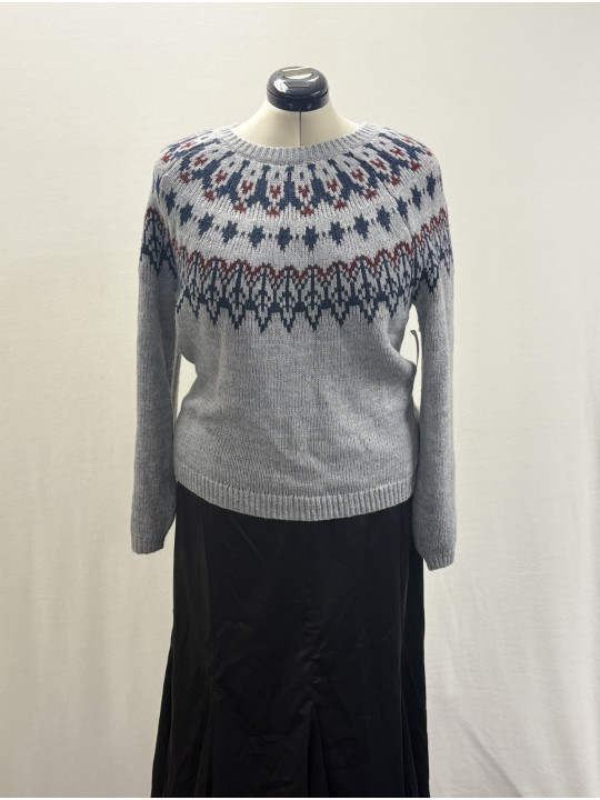 Old Navy Grey Balloon Sleeve Sweater w/Blu/Red Size XL