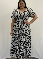 Mello Day Blk/Wht Floral Dress Size XL