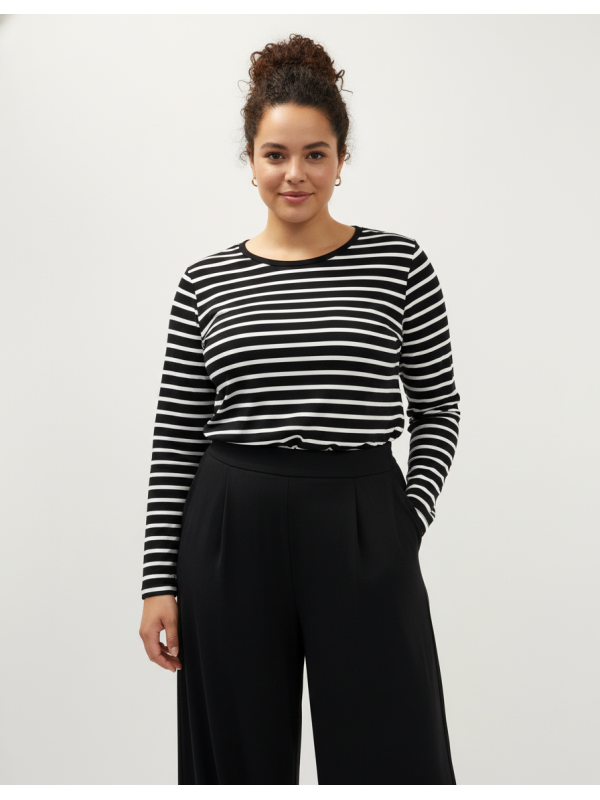 Old Navy Blk/Wht Stripe Long Sleeve Top Size XXL