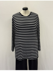 Old Navy Blk/Wht Stripe Long Sleeve Top Size XXL