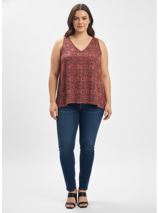 JW Style Orange-Pink Tank Top Size L