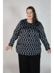 Lane Bryant Black & Blue Patterned Top Size 26/28