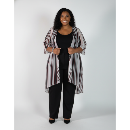 Torrid Black and White Striped Over-shirt Size 3/4