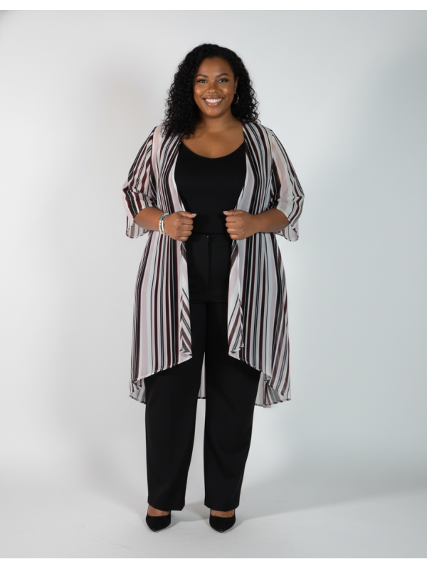 Torrid Black and White Striped Over-shirt Size 3/4