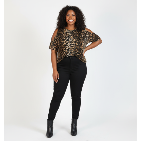 Rachel Roy Leopard Print Short Sleeve Top Size 24