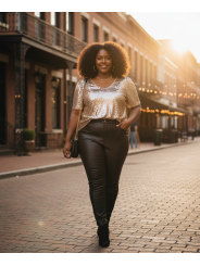 Lane Bryant Gold Sequin Shortsleeve Size 26