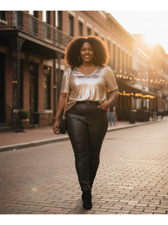 Lane Bryant Gold Sequin Shortsleeve Size 26