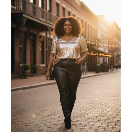 Lane Bryant Gold Sequin Shortsleeve Size 26