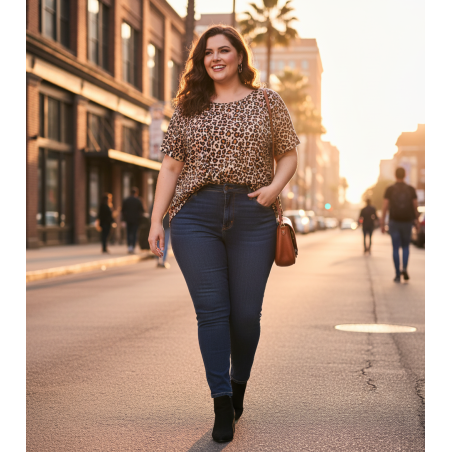 Ava & Viv Leopard Print Short Sleeve Size 4X