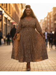 City Chic Leopard Print Maxi Dress Size 24