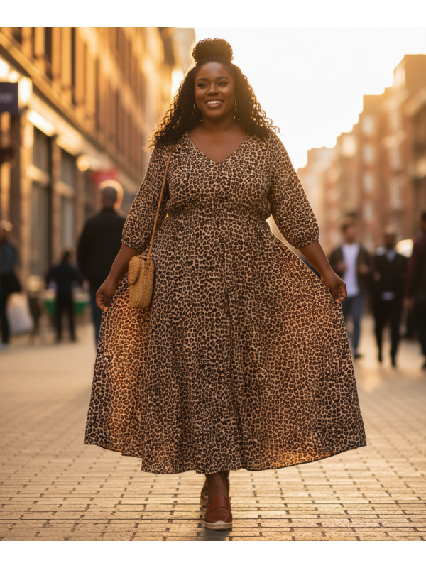 City Chic Leopard Print Maxi Dress Size 24