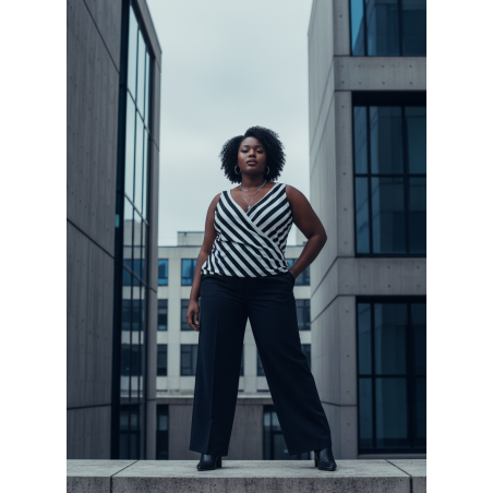 INC Black and White Striped Sleeveless Top Size 3x