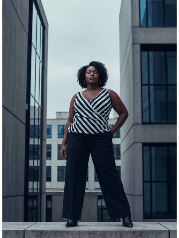 INC Black and White Striped Sleeveless Top Size 3x