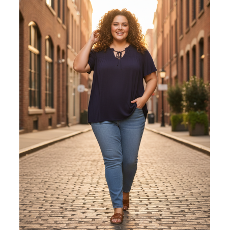 Lane Bryant Navy Blue Front Tie Shirt Size 30/32