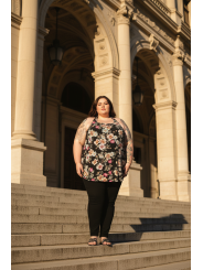 Lane Bryant Blk/Wht/Pnk  Floral Tunic Size 28