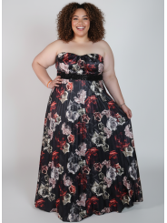 City Chic Black Floral Maxi Dress Size 22