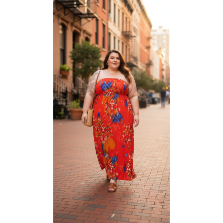 Red Millie Gabrielle Floral Pattern Strapless Dress 2x