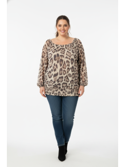INC Leopard Print Long Sleeve Blouse Size 3X