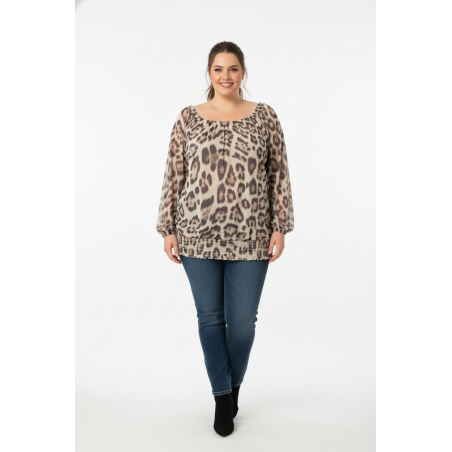 INC Leopard Print Long Sleeve Blouse Size 3X