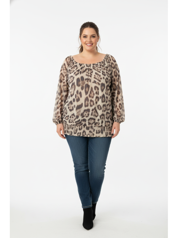 INC Leopard Print Long Sleeve Blouse Size 3X