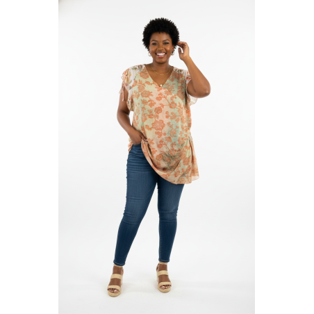 Venezia Orange Floral Blouse Size 22/24