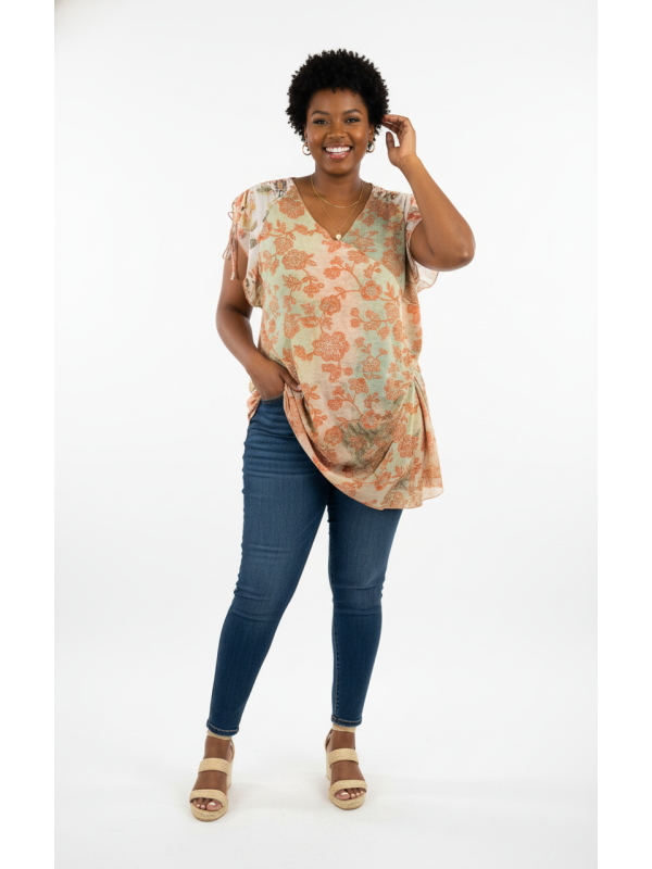 Venezia Orange Floral Blouse Size 22/24