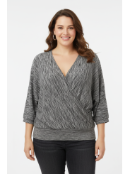 Nine West Gray/Blk Glitter Deep V-Neck Sweater Size 3X