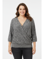 Nine West Gray/Blk Glitter Deep V-Neck Sweater Size 3X