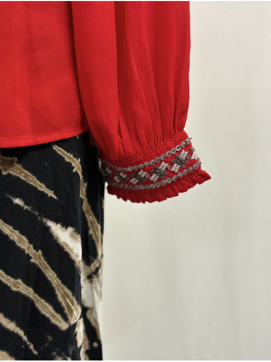 Crown & Ivy Red Blouse Size L